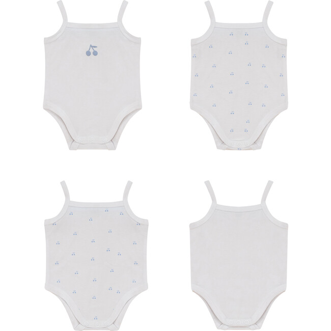 Cherry Print Onesie Set White/Blue