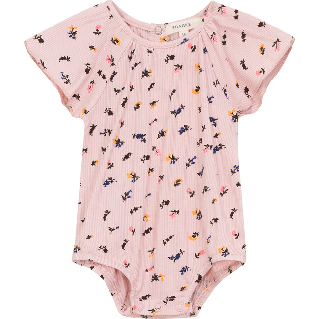 Multi Flower Print Romper Pink