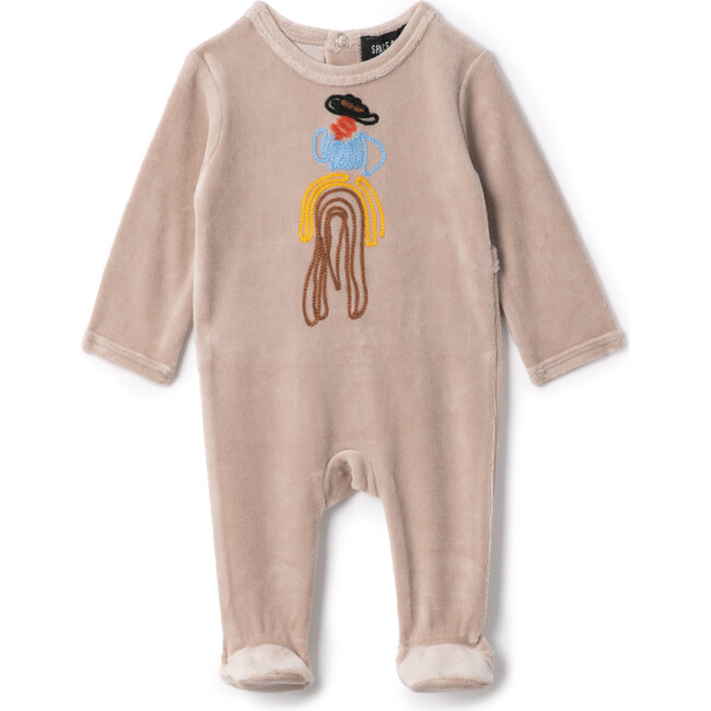 Cowboy Embroidered Onesie Beige