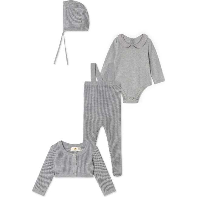 Waffle Knit Overall Set Grey Mix
