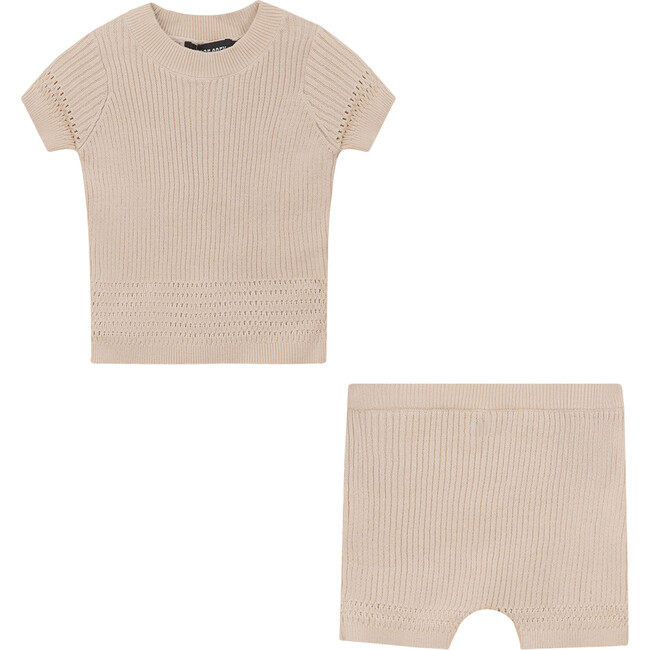 Rib Knit Shorts Set Dark Almond