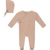 Knitted Wrap Onesie with Bonnet Light Maple - Mixed Apparel Set - 1 - thumbnail