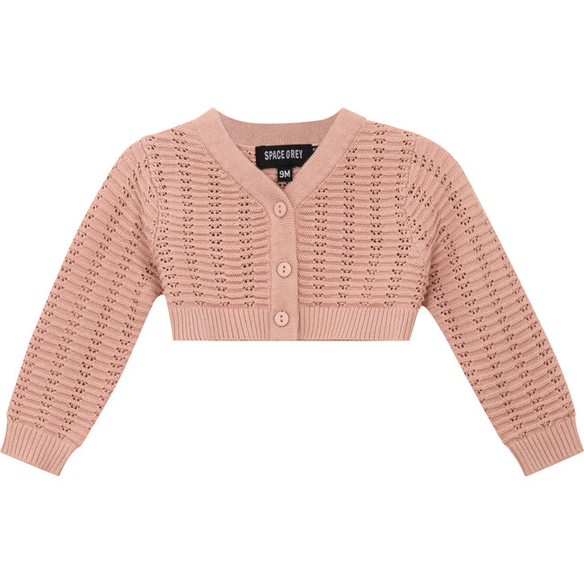 Pointelle Knit Cropped Cardigan Rosebud
