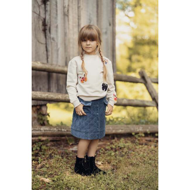 Quilted Velour Skirt Denim