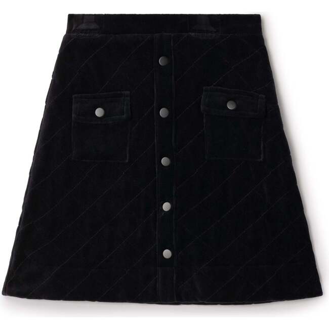 Quilted Velour Skirt Black
