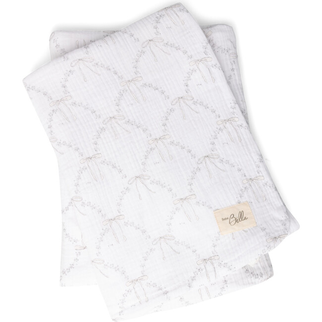 Bow Print Swaddle White