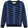 Textured KNit V-Neck Sweater Oxford Blue/Indigo - Sweaters - 1 - thumbnail