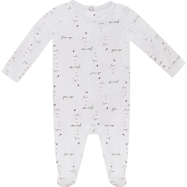 Flamingo Print Onesie White