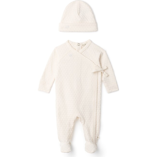 Embossed Diamond Wrap Onesie Off White