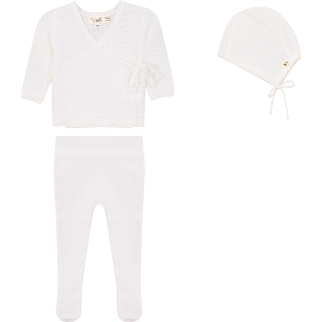 Pointelle Knit 3Pc Set Off White