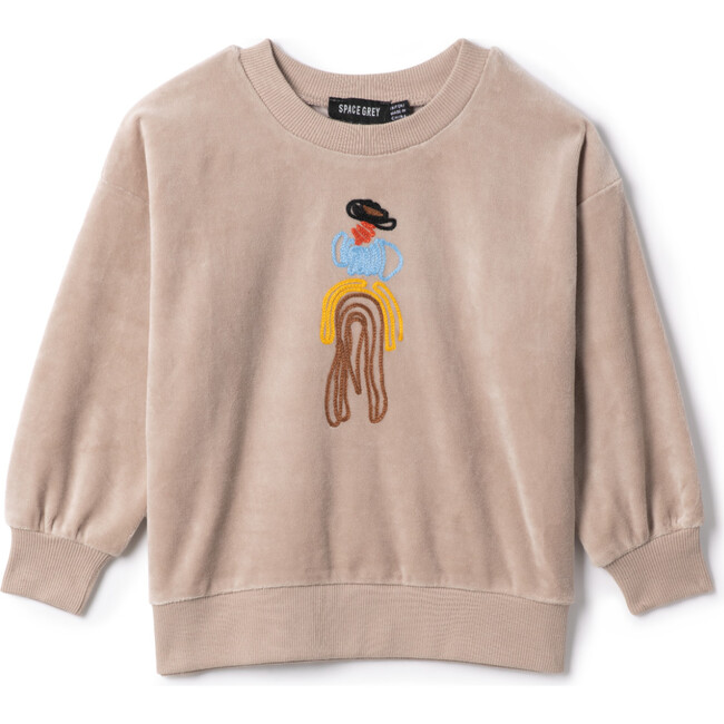 Cowboy Embroidered Sweatshirt Beige