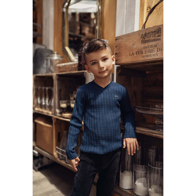 Textured Rib Knit V-Neck Sweater Sandstorm