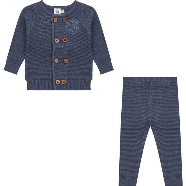 Crest Knitted 2Pc Set Dark Blue Grey