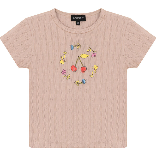 Pointelle Ribbed T-Shirt Soft Pink