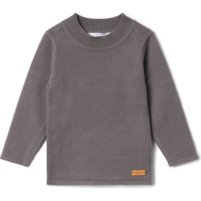 Mock Neck Knit Top Grey