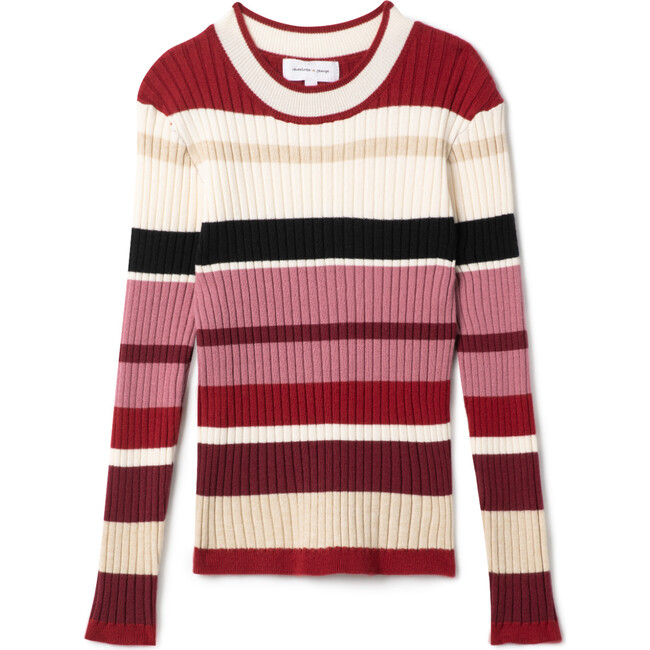 Knit Rib Stripped Top Light Wine/Almond