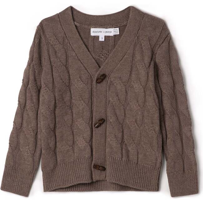 Cable Knit Cardigan Sweater Cognac