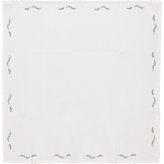 Rib Knit Blanket Off White/Blue