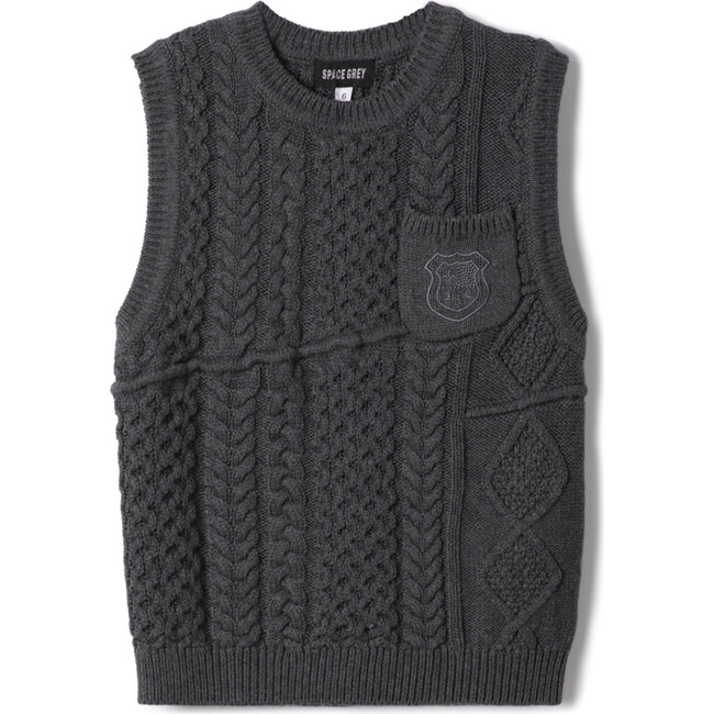 Crest Knitted Vest Charcoal