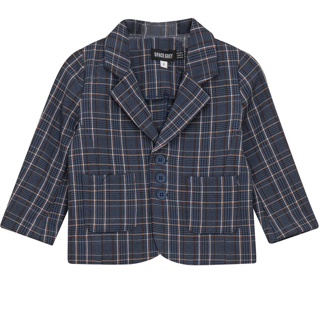 Woven Plaid Blazer Blue