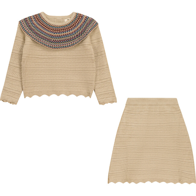 Crochet Knit 2Pc Set Dark Almond