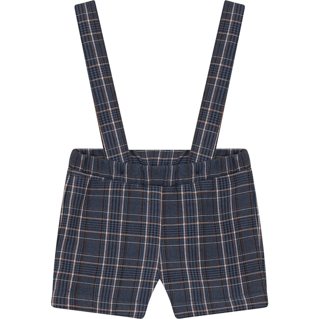 Woven Plaid Overall Blue