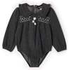 Herringbone Stretch Bubble Black - Rompers - 1 - thumbnail