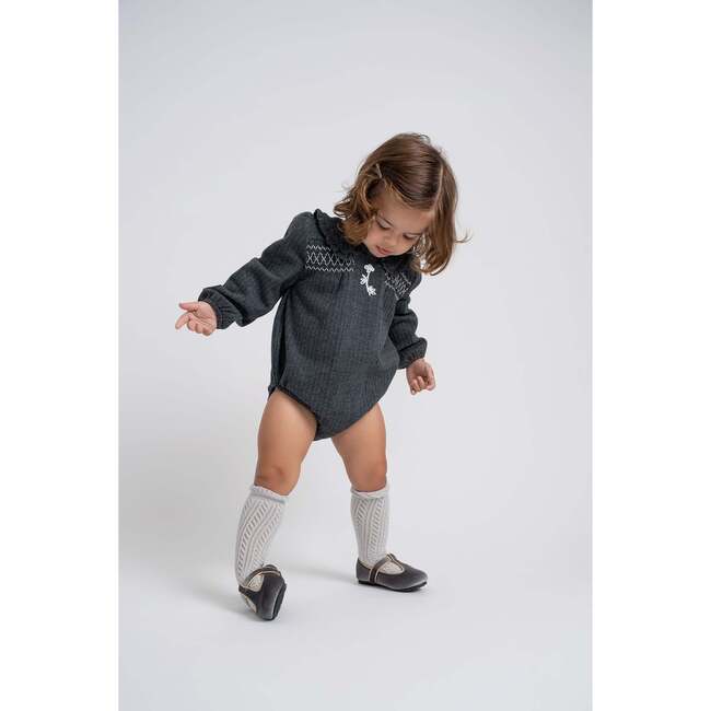 Herringbone Stretch Bubble Black - Rompers - 3
