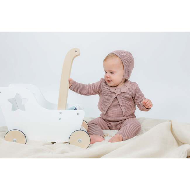 Waffle Knit Overall Set Dark Blush