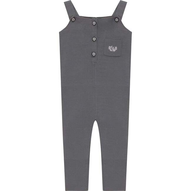 Crest Embroidery Knit Overall Dark Grey