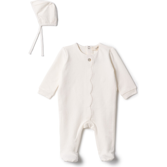 Cotton Scallop Onesie Off White