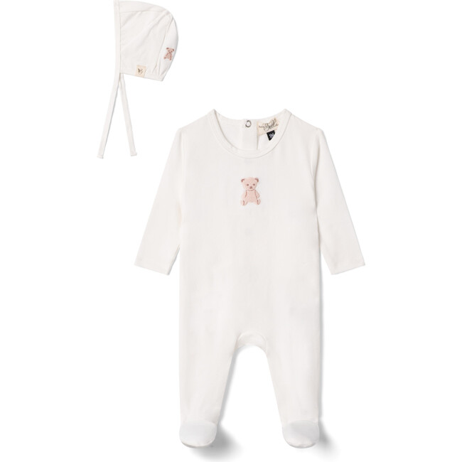 Bear Embroidered Onesie White/Pink