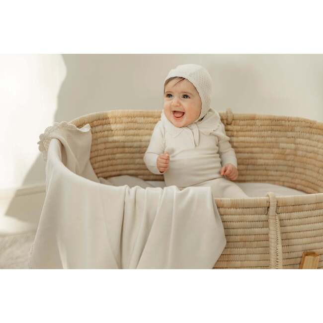 Knit Crochet Onesie and Hat Light Beige - Mixed Apparel Set - 3