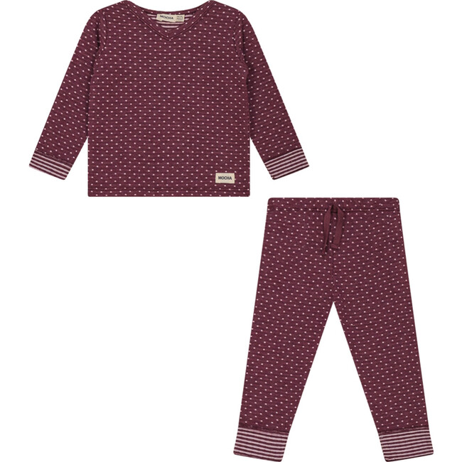 Dot Print 2 piece Set Burgundy