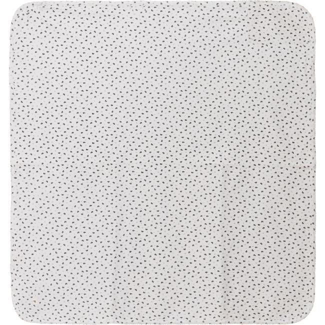 Crinkle Flower Print Blanket White/Black