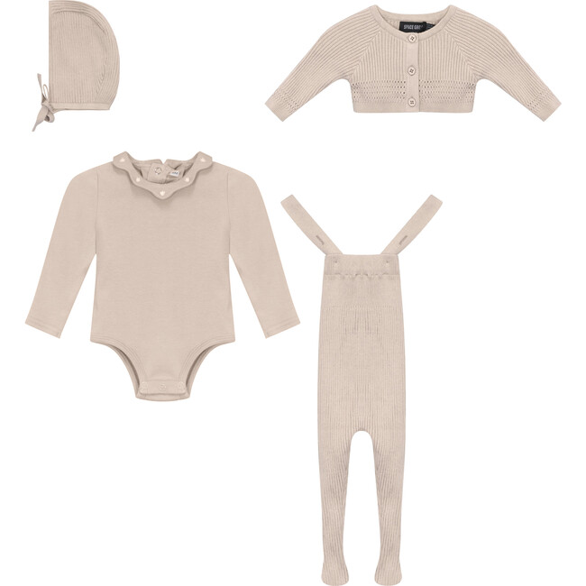 Knitted Overall and Cardigan Set Dark Almond