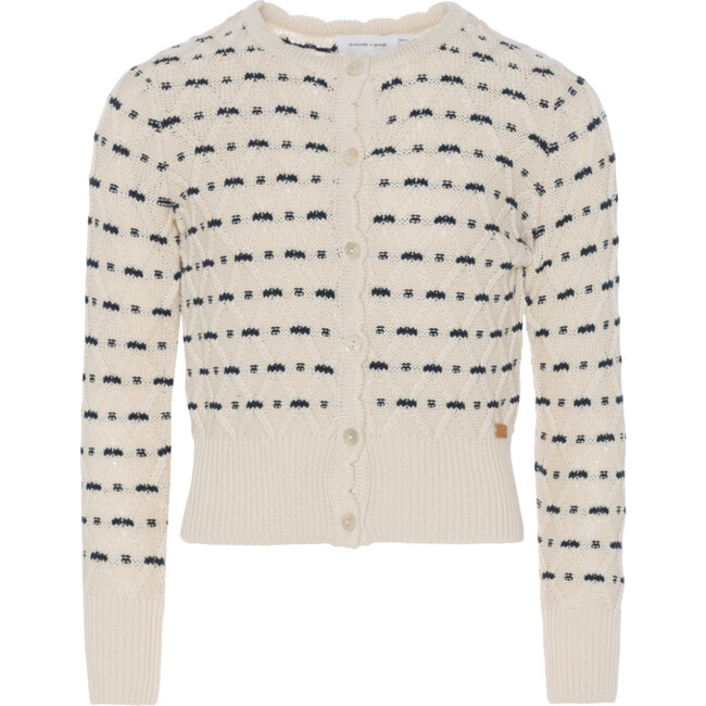 Stripe Floral Cardigan Vanilla