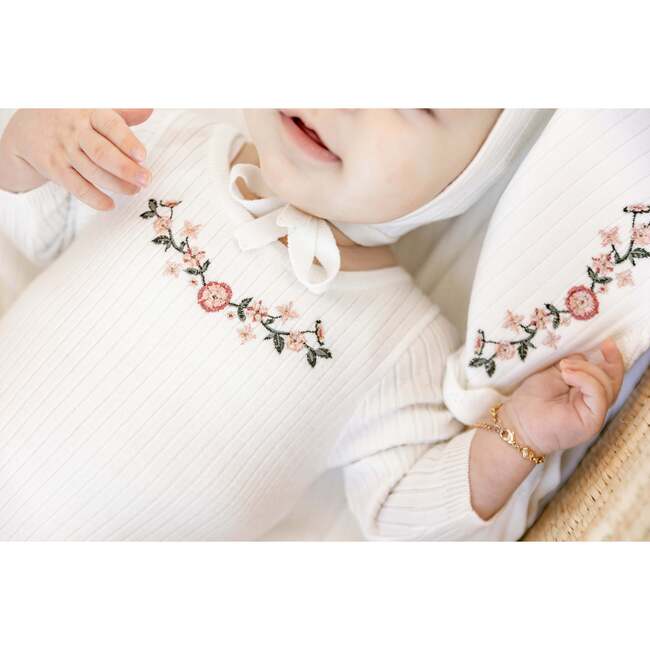 Rib Knit Blanket Off White/Dark Mauve