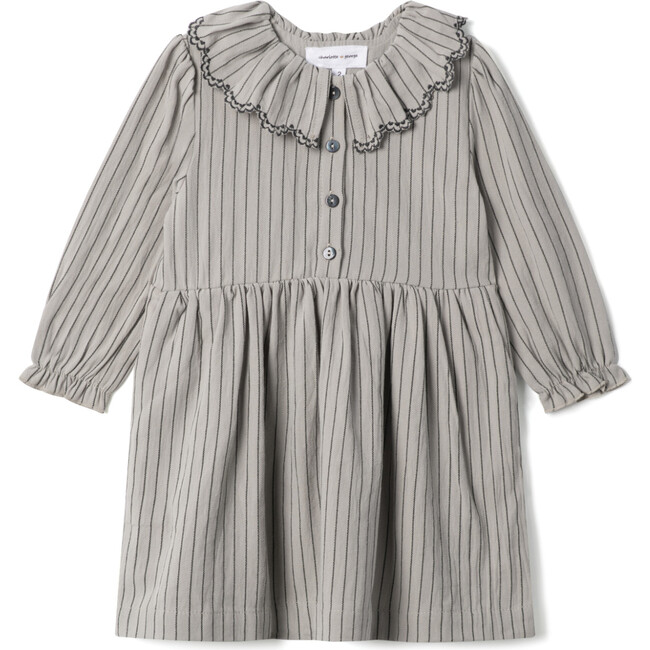 Woven Stripped Dress Grey