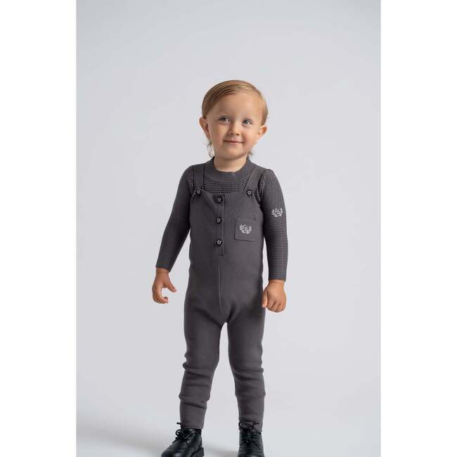 Crest Embroidery Knit Overall Burgundy - Rompers - 3