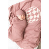 Knit Checkered Hot Air Balloon Blanket Dark Almond/Rose - Blankets - 2
