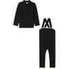 Cable Knit Overall Set Black - Mixed Apparel Set - 1 - thumbnail