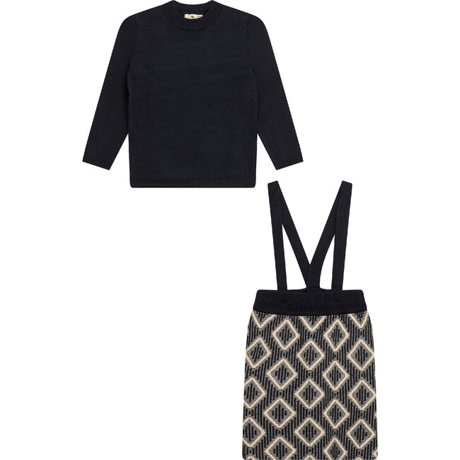 Diamond Knit 2Pc Set Dark Navy/Dark Almond