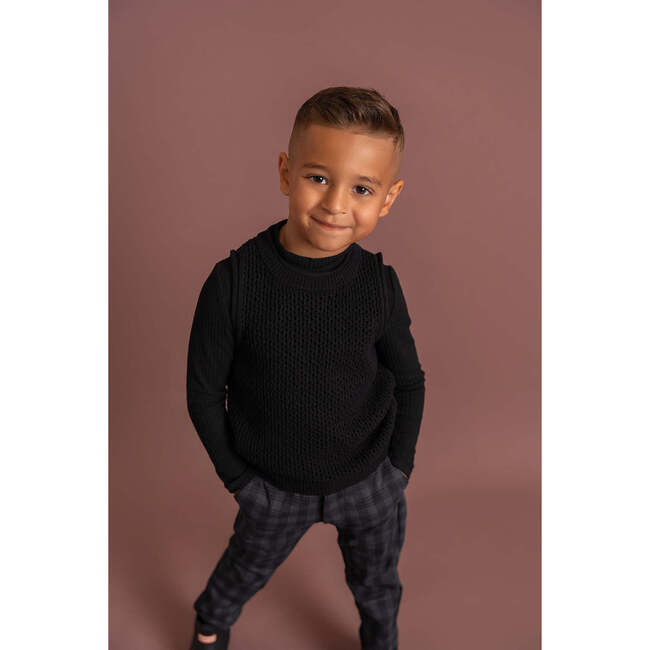 Crochet Knit Vest Black - Vests - 3