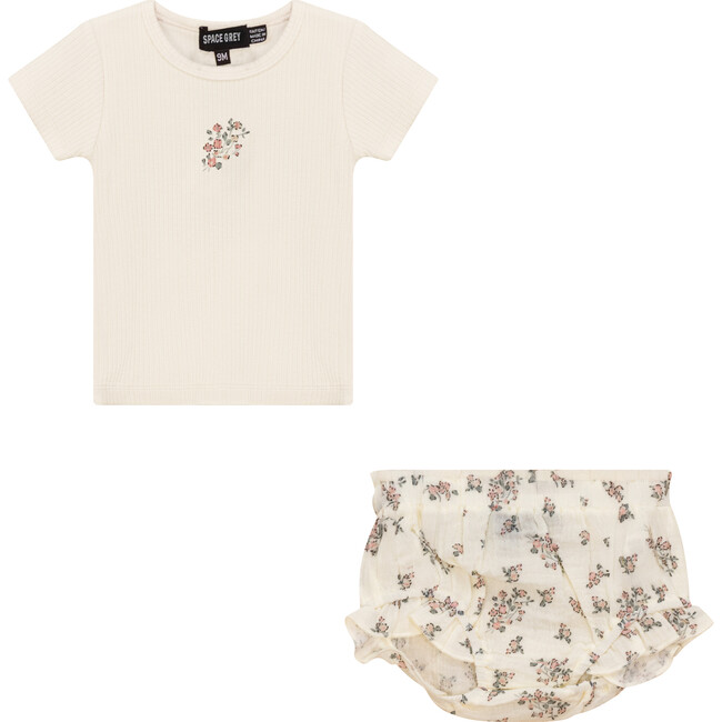 Floral Print 2Pc Set Cream