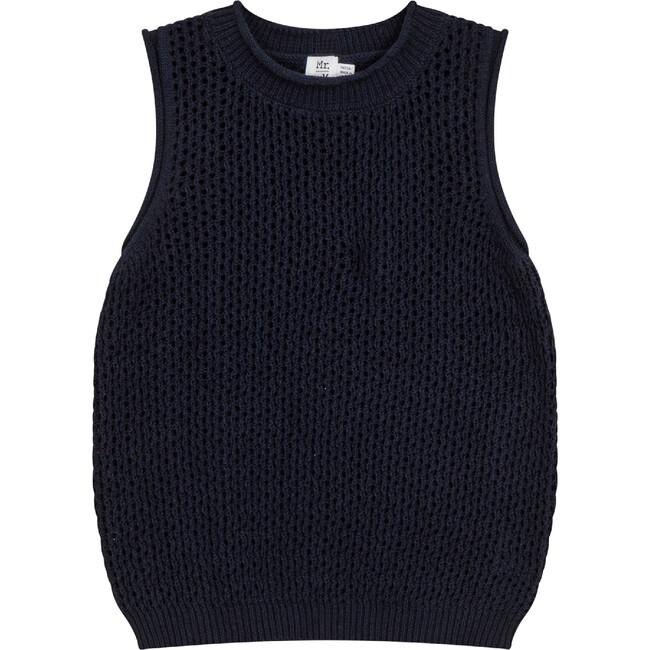 Crochet Knit Vest Dark Navy