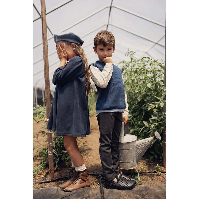 Crochet Knit Vest Dark Navy