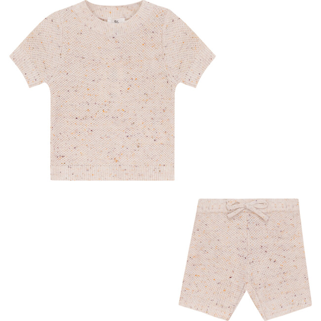 Speckled Waffle Knitted 2pc Set Beige
