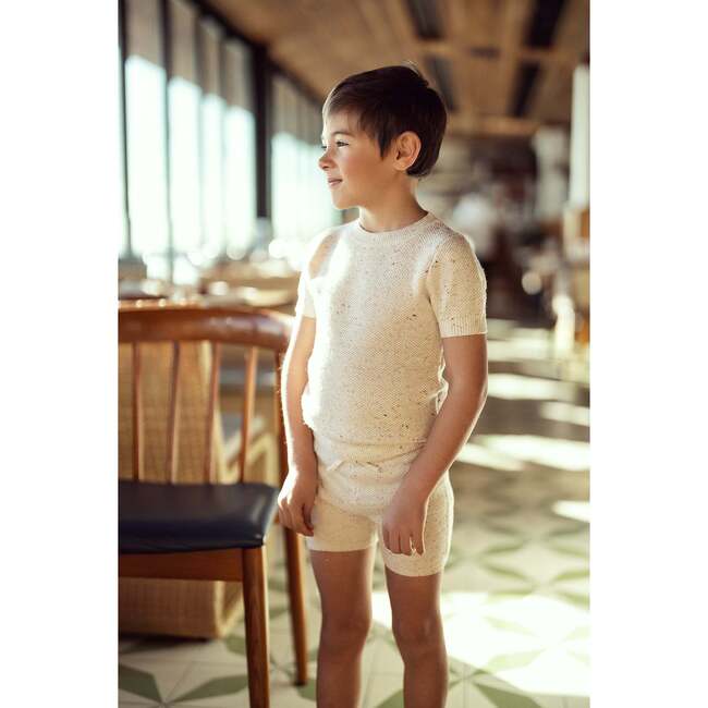 Speckled Waffle Knitted 2pc Set Beige