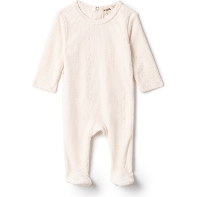 Cable Textured Onesie Off White